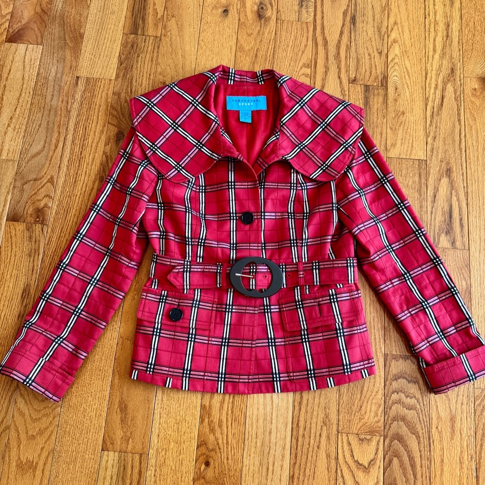 Doncaster Sport Red Plaid Belted Jacket size 6